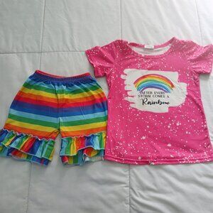 Girls Rainbow Shirt & Shorts Set Size 2T